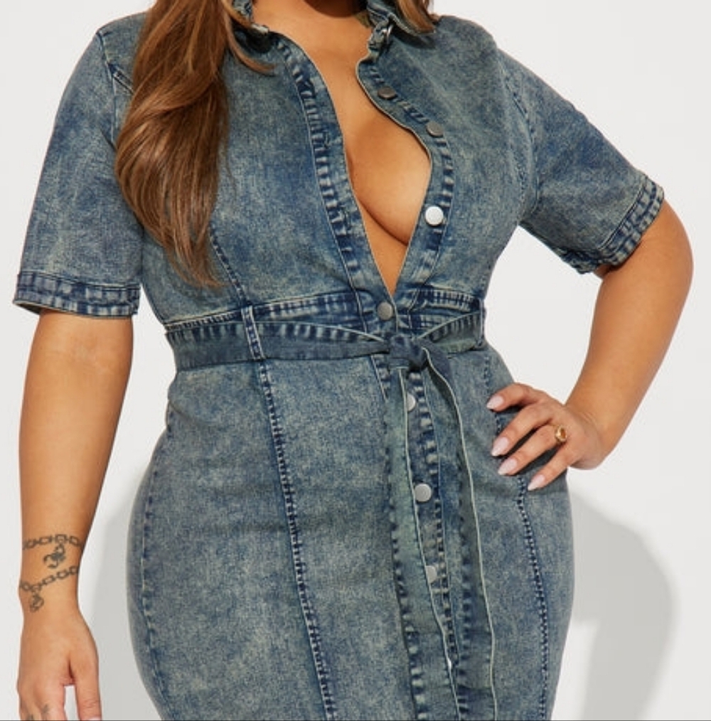 Fashion Nova Blue Denim Maxi Dress